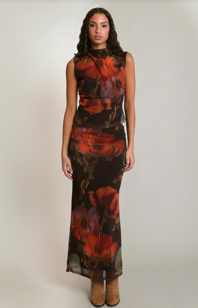 Dex Mesh Floral Skirt