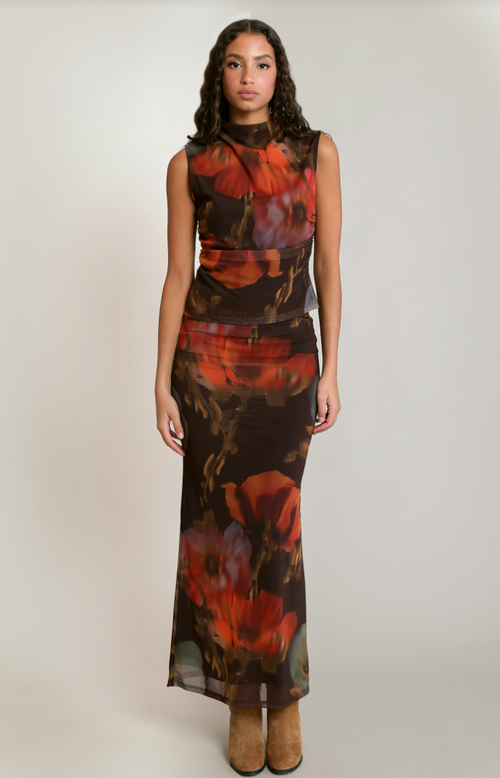 Dex Mesh Floral Skirt