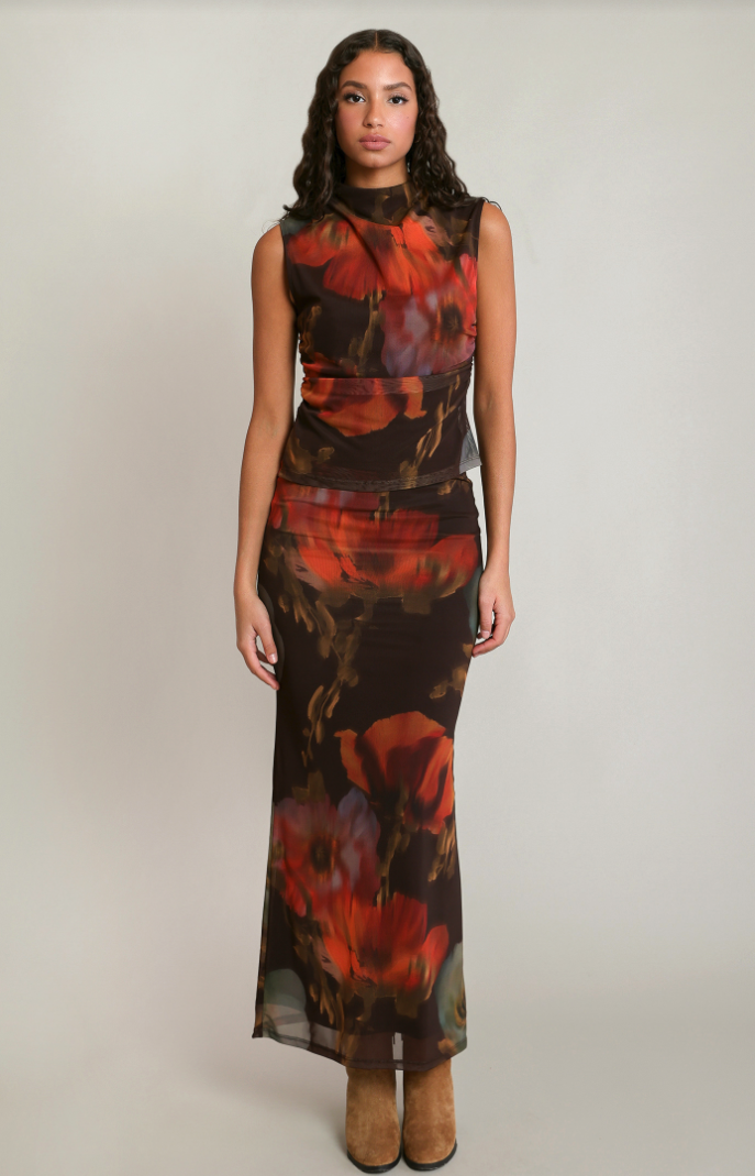 Dex Mesh Floral Top