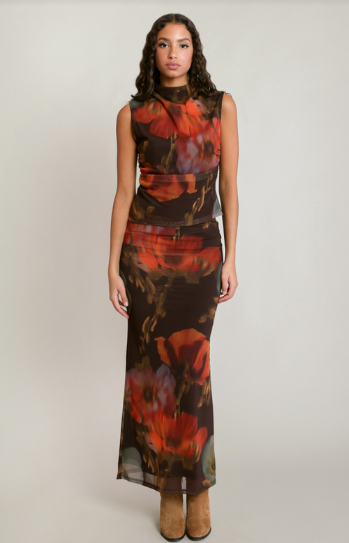 Dex Mesh Floral Top