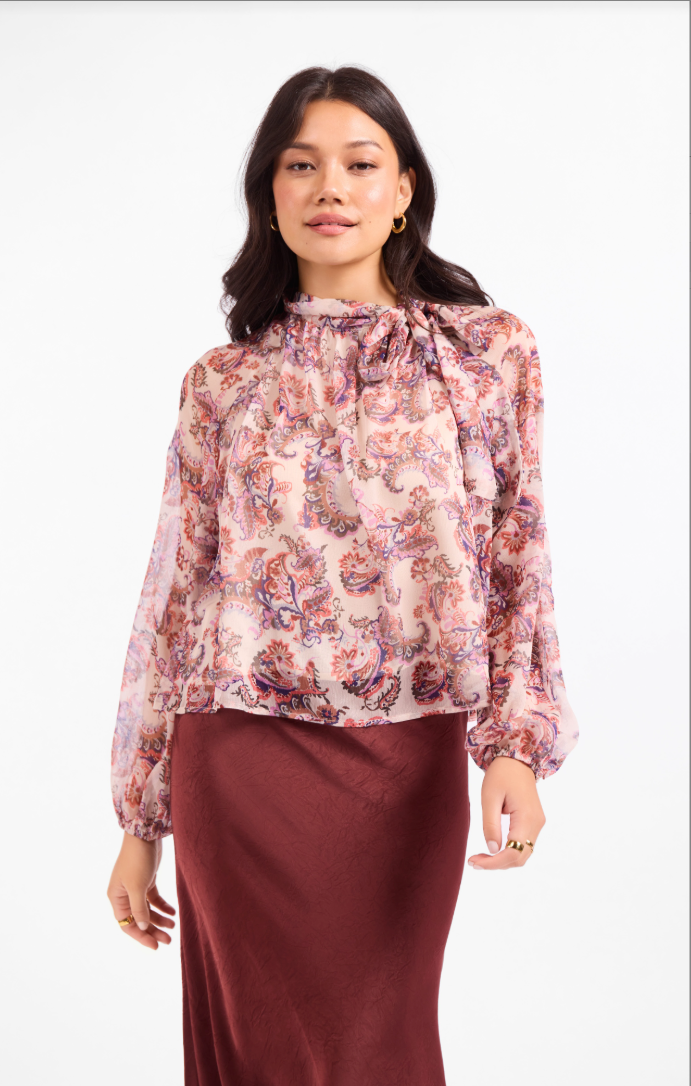 Sadie & Sage En Province Neck Tie Blouse