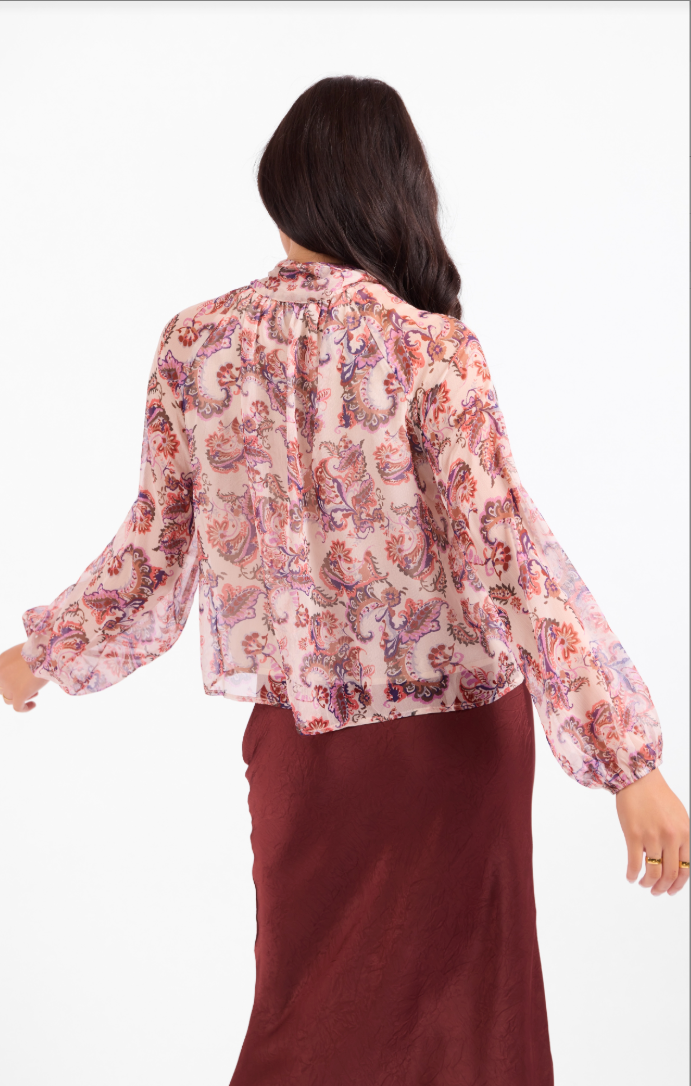 Sadie & Sage En Province Neck Tie Blouse