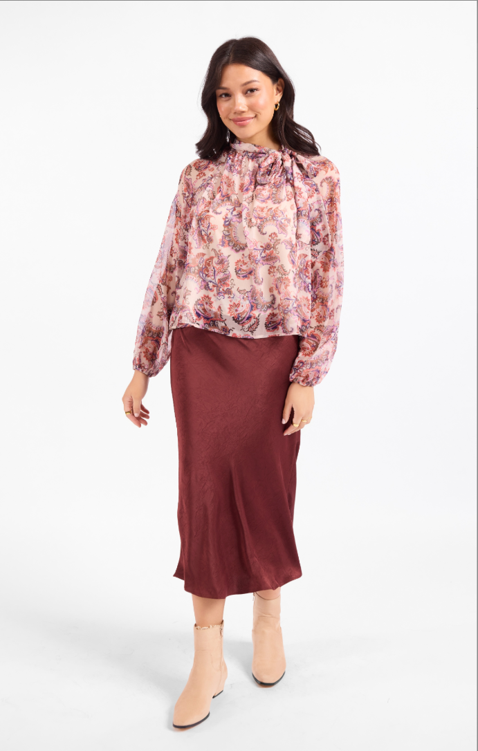 Sadie & Sage En Province Neck Tie Blouse