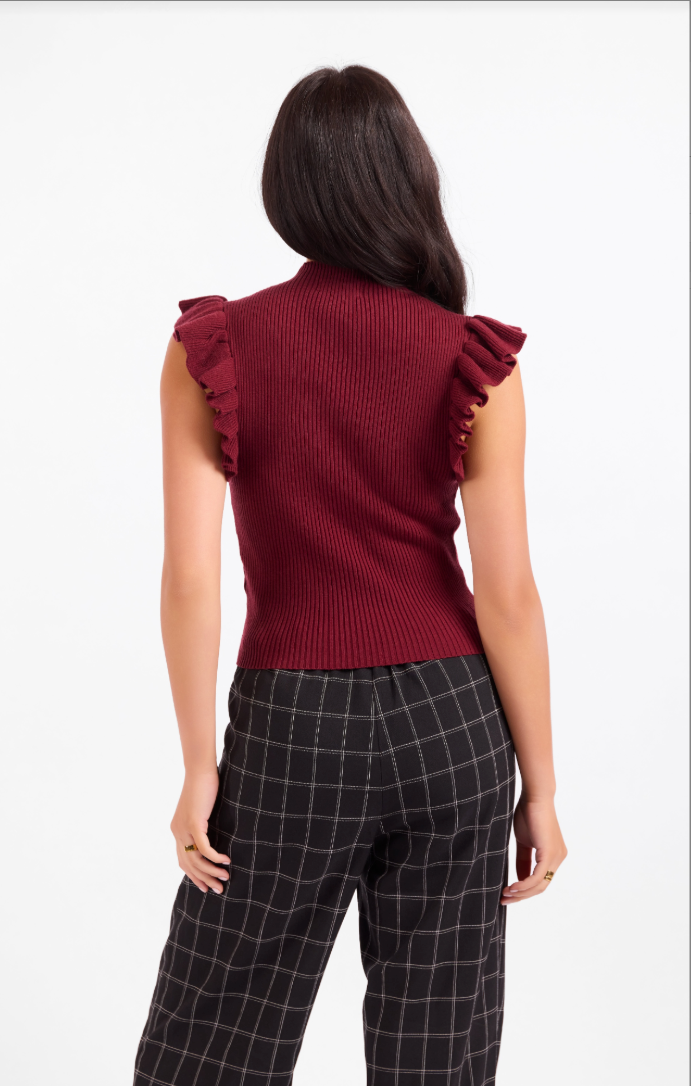 Sadie & Sage Tiffany Mockneck Ruffle Tank Sweater