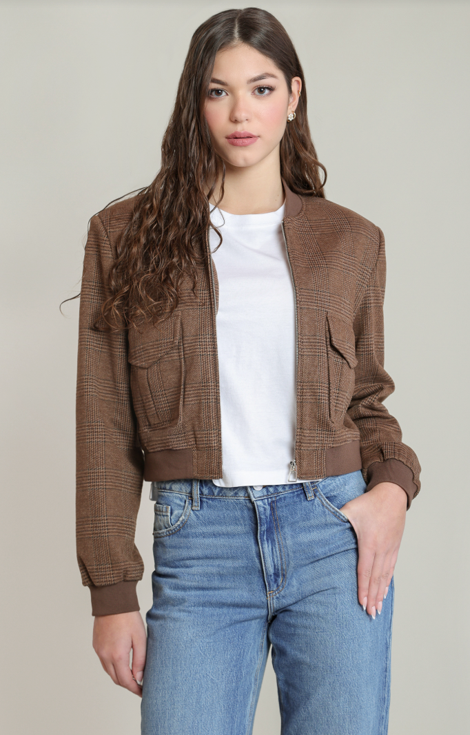 Dex Houndstooth Bomber Jacket