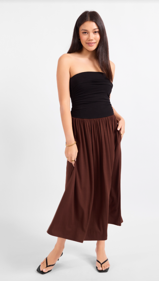 Sadie & Sage Hot Coffee Strapless Midi Dress