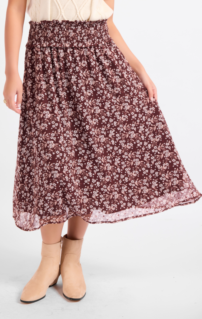 Sadie & Sage Oak Lane Shirred Midi Skirt