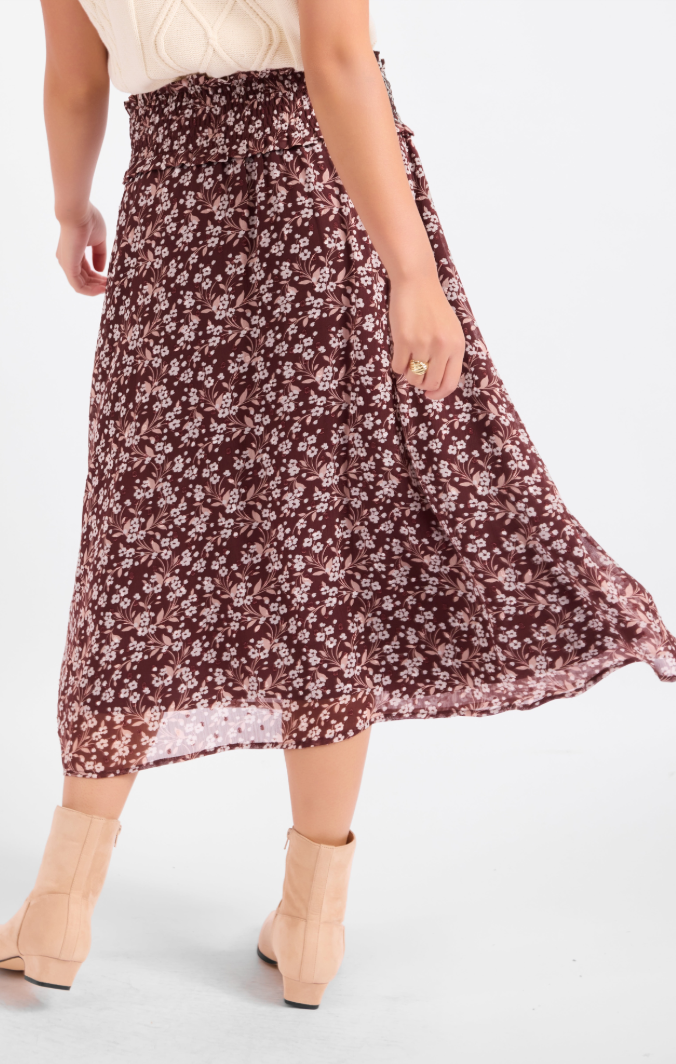 Sadie & Sage Oak Lane Shirred Midi Skirt