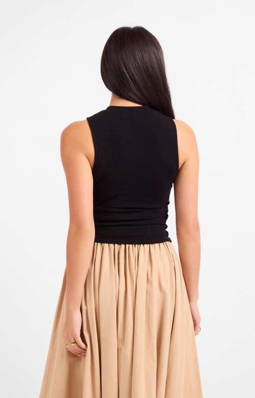 Sadie & Sage Ronan Mock Neck Ruched Knit Tank