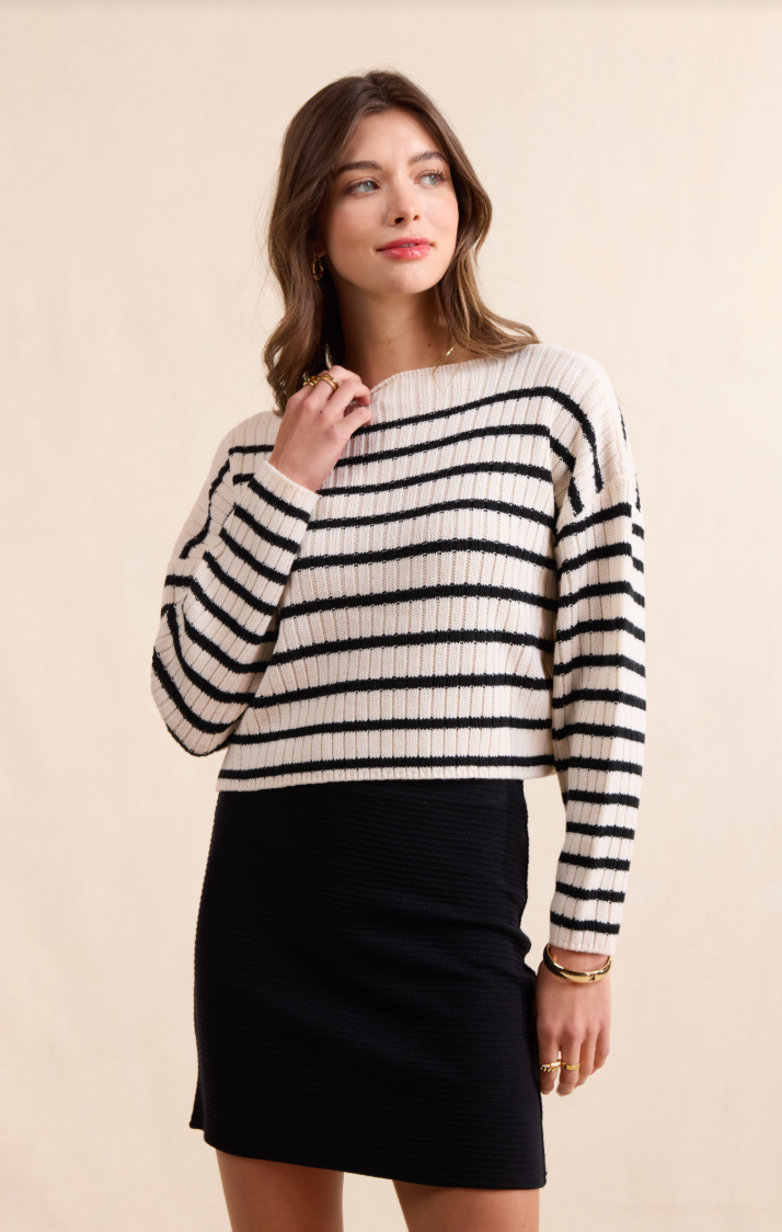 Sadie & Sage Rosalind Striped Crop Sweater