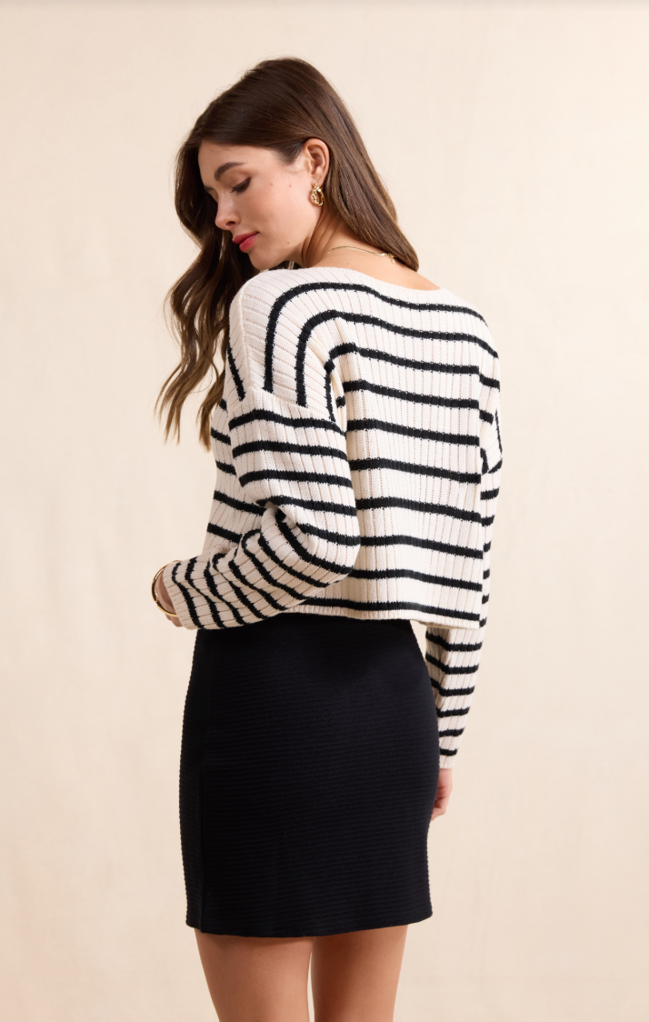 Sadie & Sage Rosalind Striped Crop Sweater