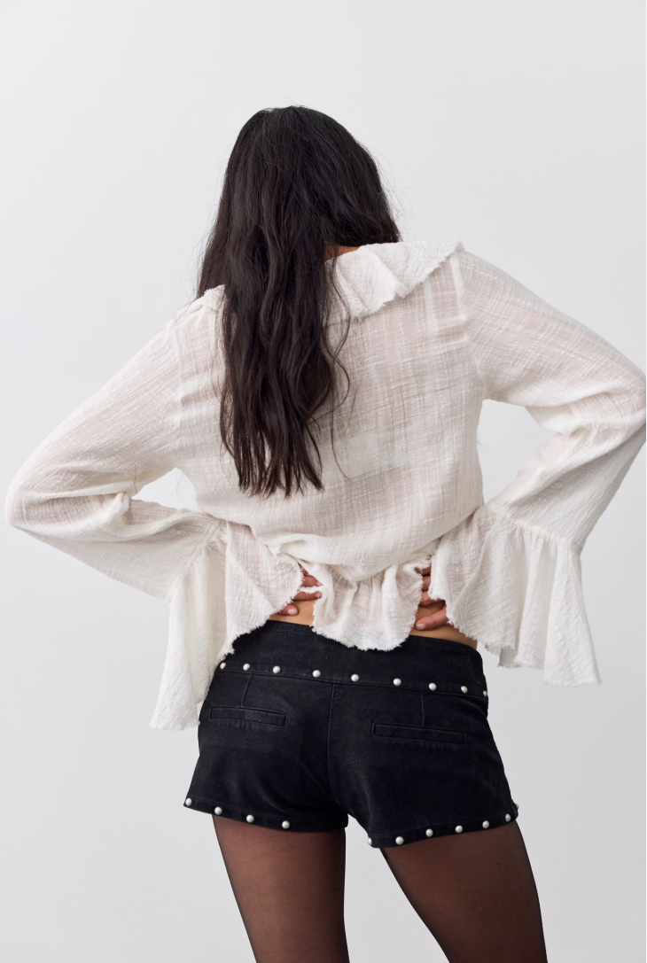 Free People Low Rider Studded Suede Shorts