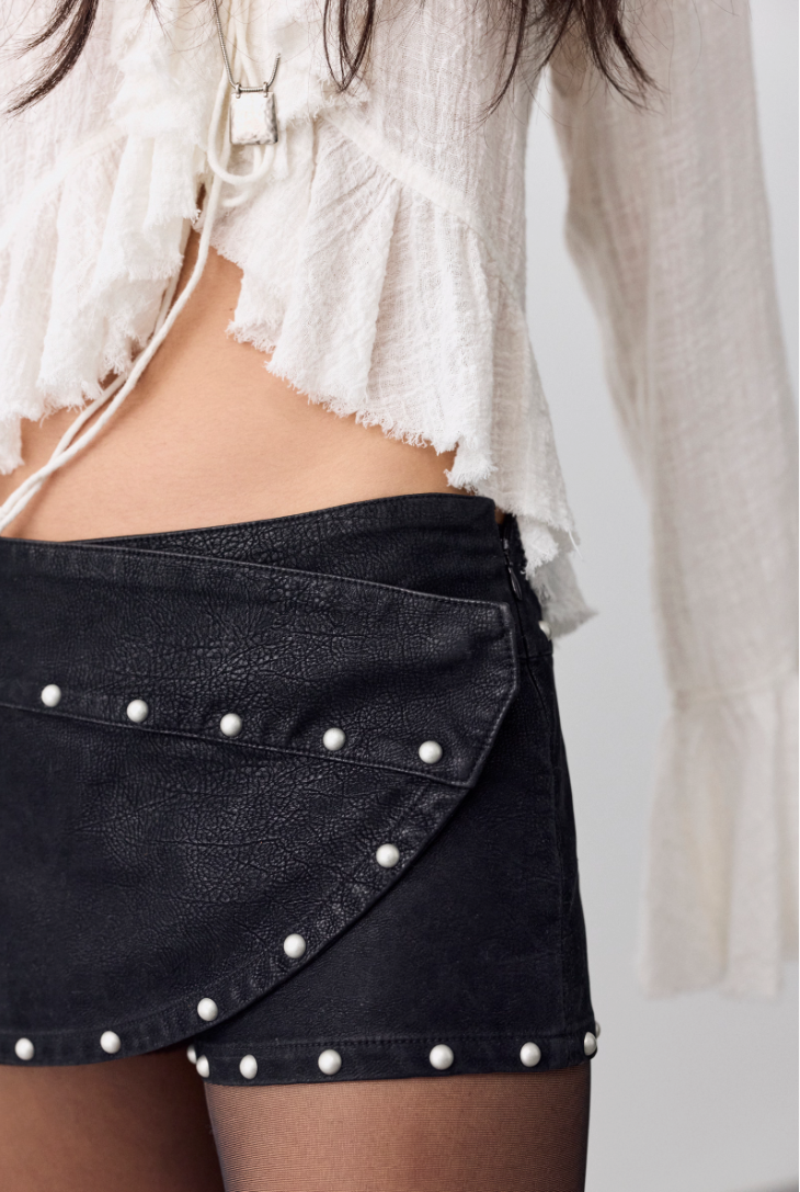 Free People Low Rider Studded Suede Shorts