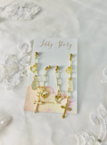 Double Stud Earrings w/Charms + Chain