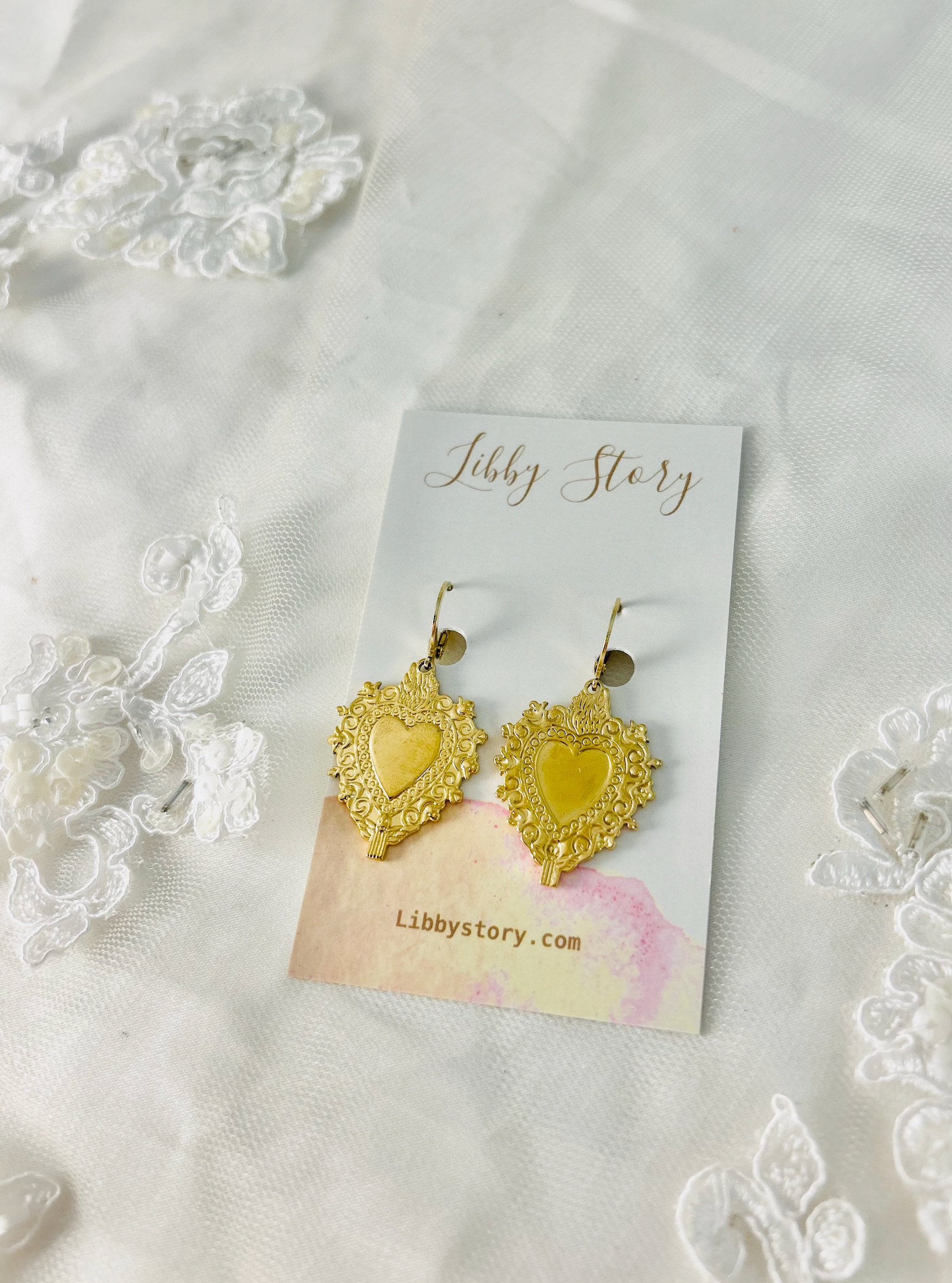 Heart Shield Huggie Earrings