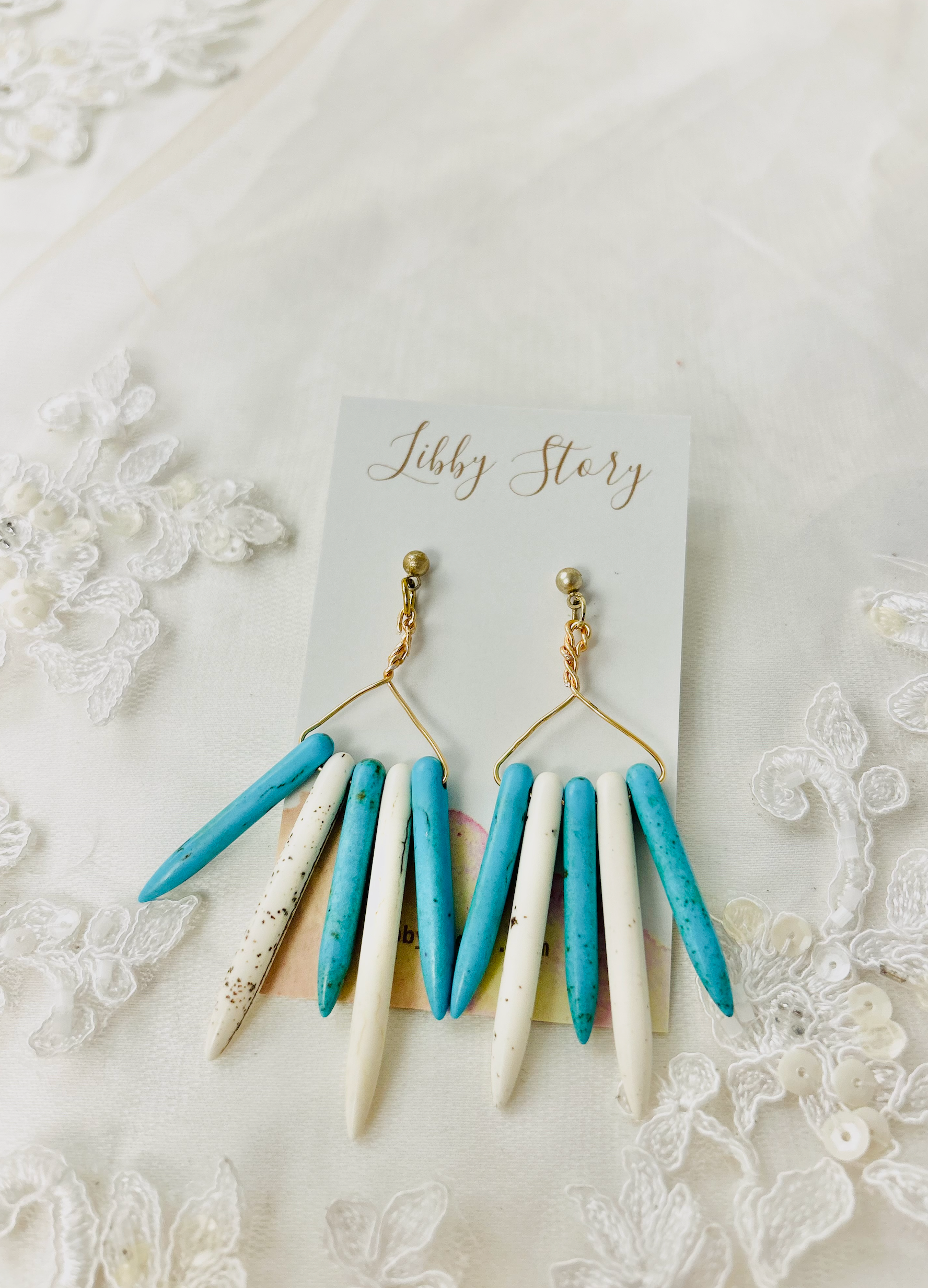 Bone Dagger Fan Earrings