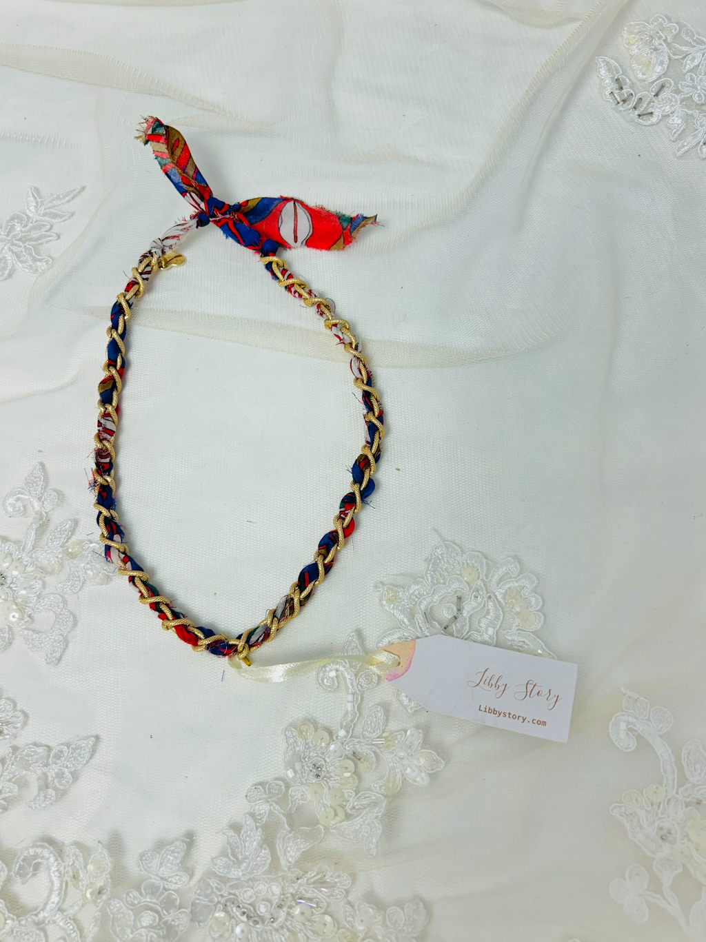 OOAK Handmade Vintage Scarf & Chain Necklace or Bracelet