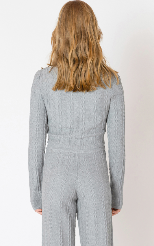 Dex Cropped Cable Knit Cardigan