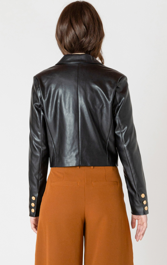 FAUX LEATHER CROPPED JACKET