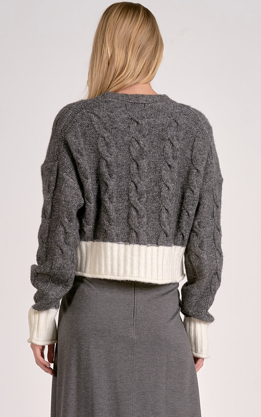 Elan Color Block Sweater Cardigan