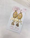 OOAK Floral Heart and Charms Earrings