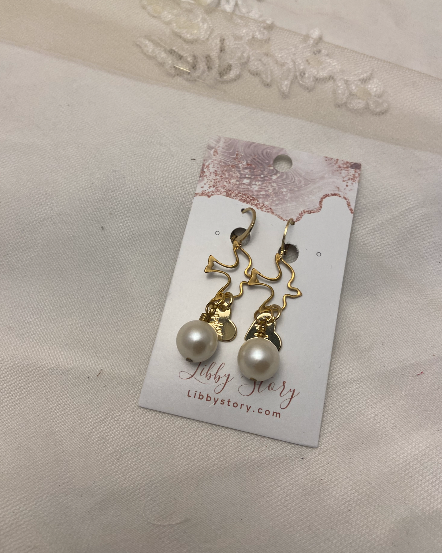 OOAK Hollow Bird and Pearl Errings