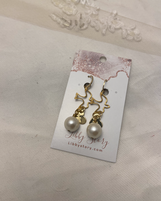 OOAK Hollow Bird and Pearl Errings