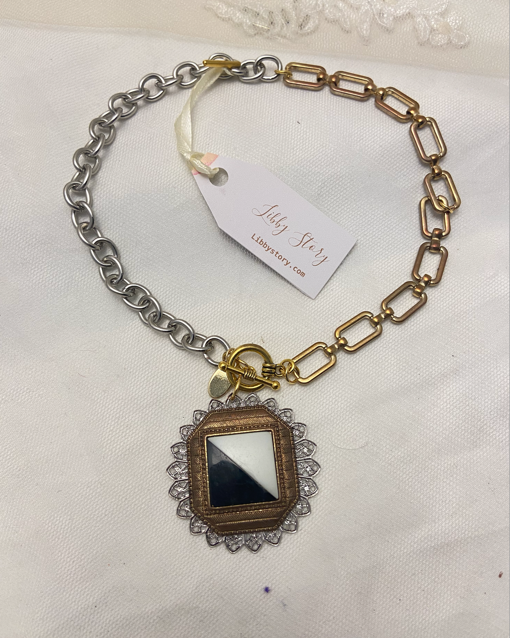 OOAK Handmade Pendant on Mixed Metal Chain
