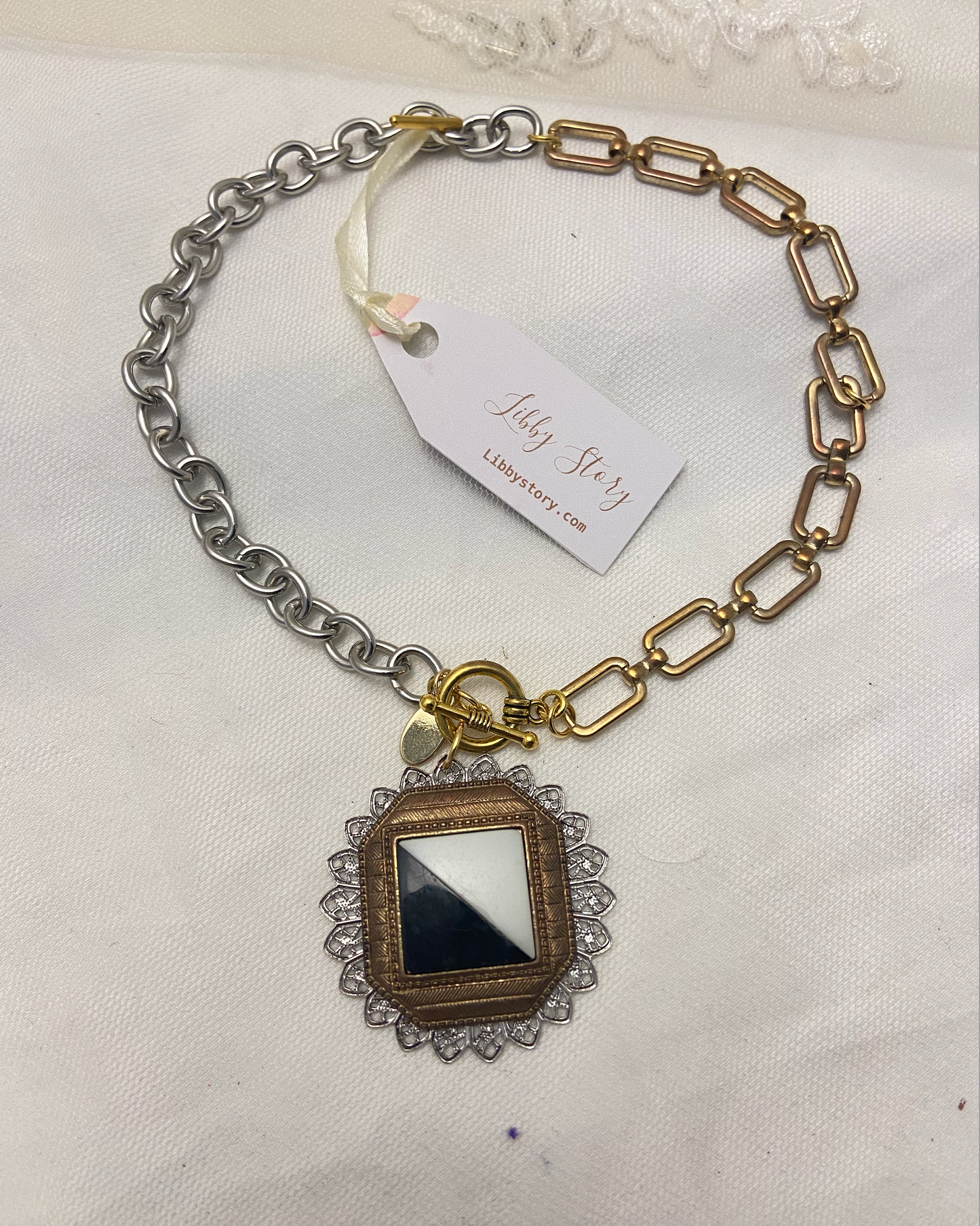 OOAK Handmade Pendant on Mixed Metal Chain