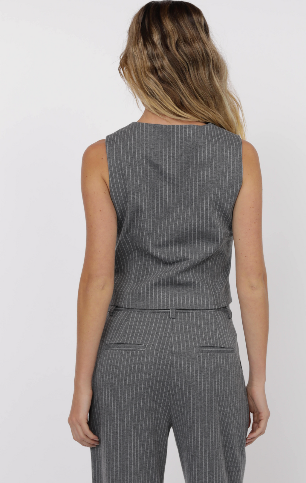 Sage the Label Day to Day Pinstripe Front Tie Vest