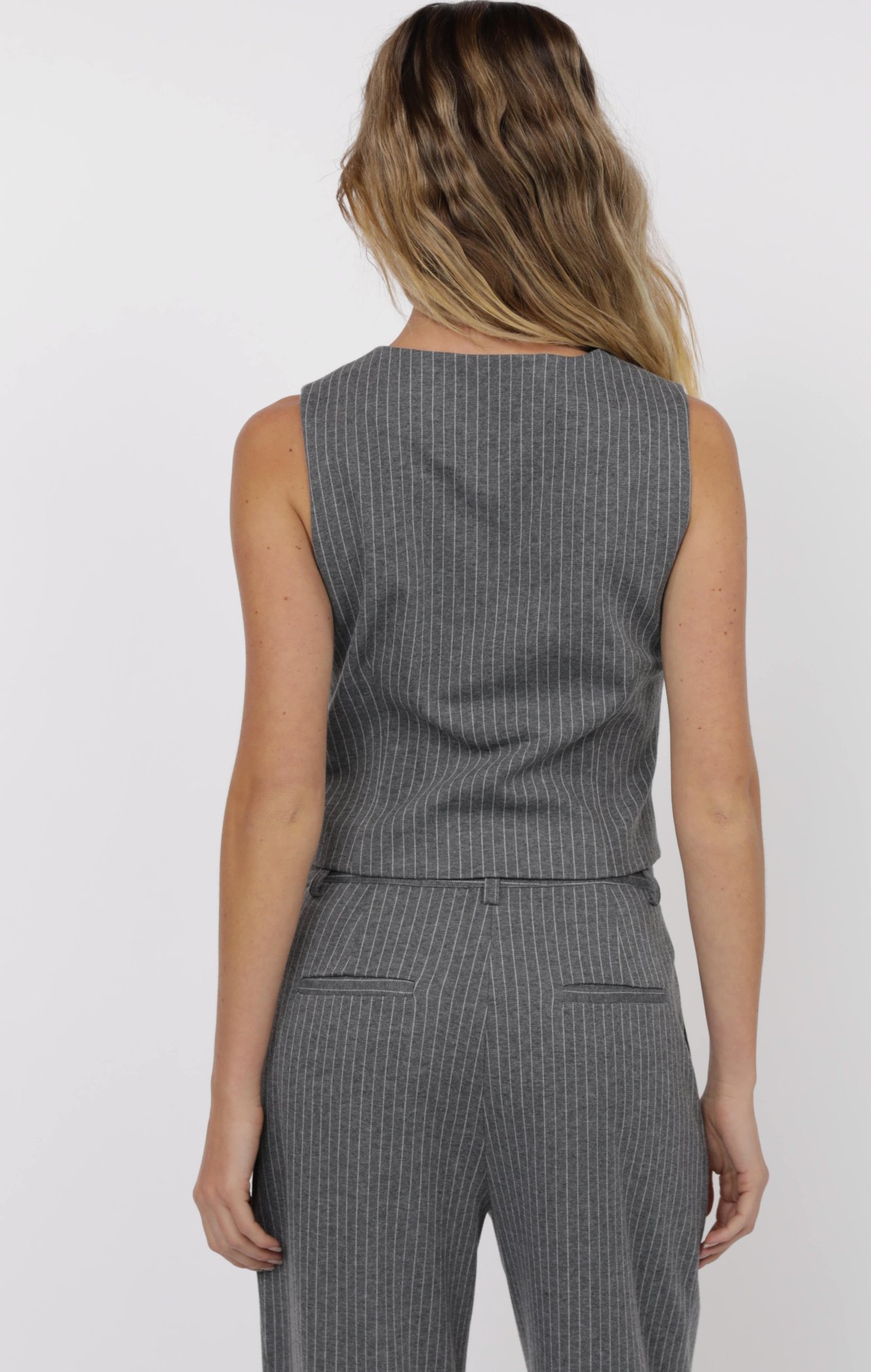 Sage the Label Day to Day Pinstripe Front Tie Vest