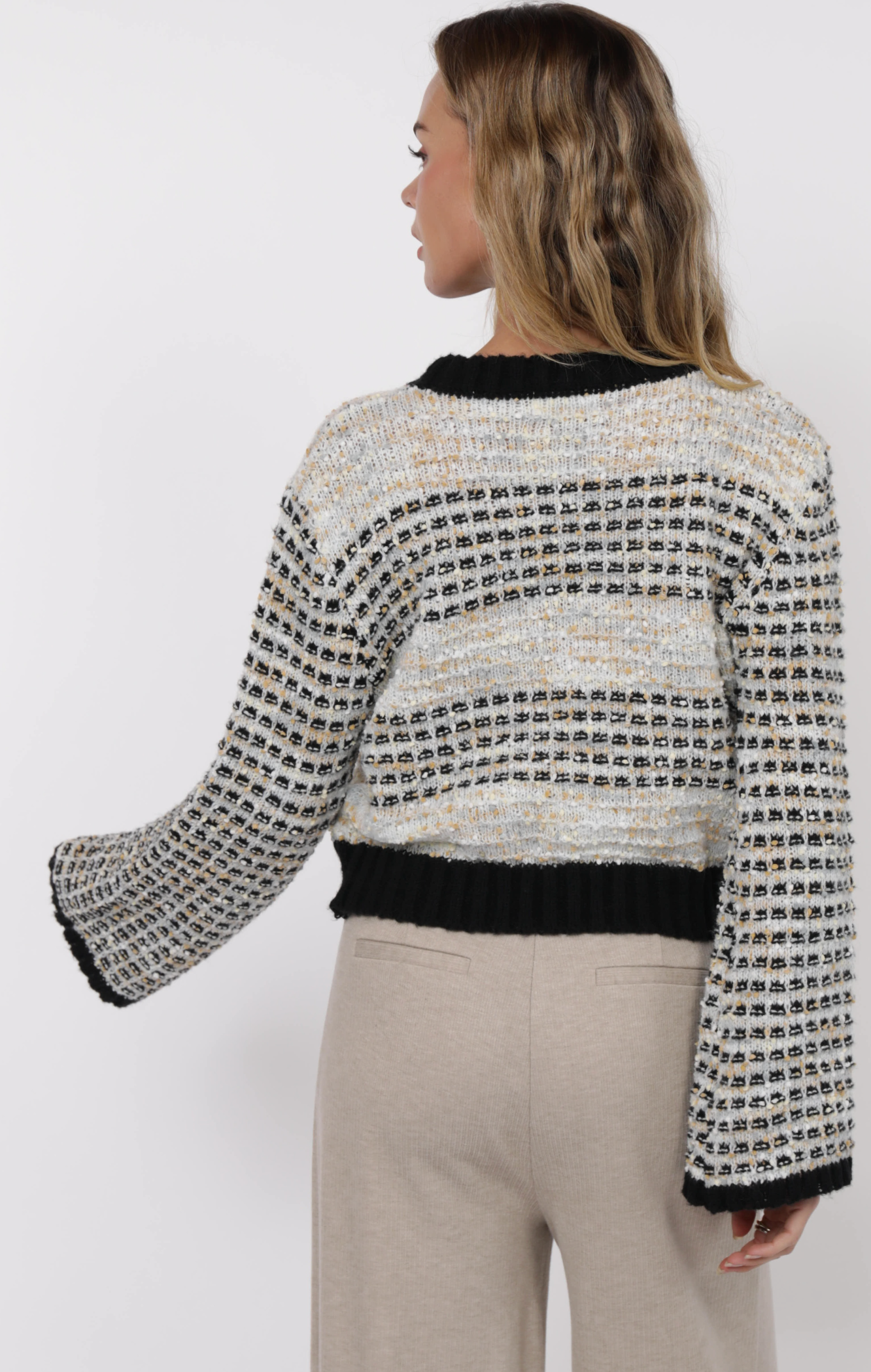 Sage the Label Ellington Mixed Yarn Bell Sleeve Sweater