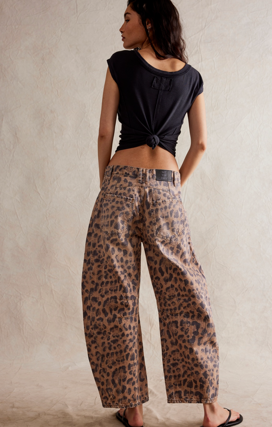 Free People Good Luck Printed Barrel Pants