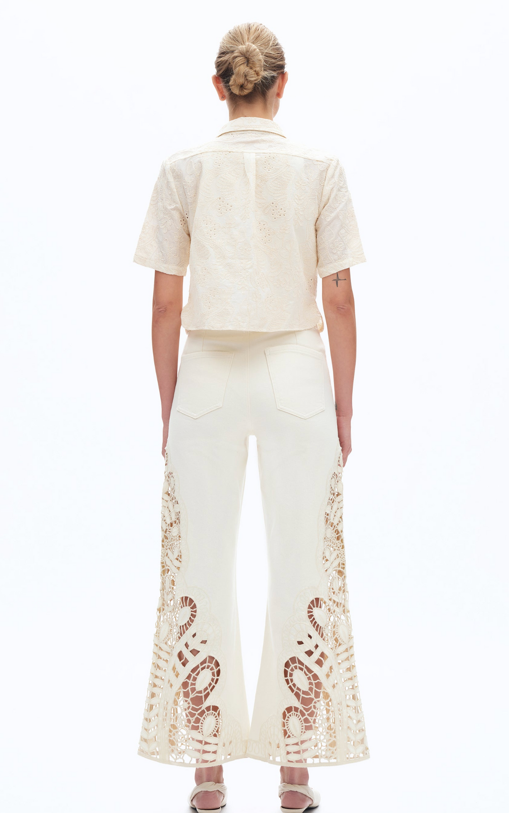 Bayeas Embroidered High Rise Wide Leg Pants
