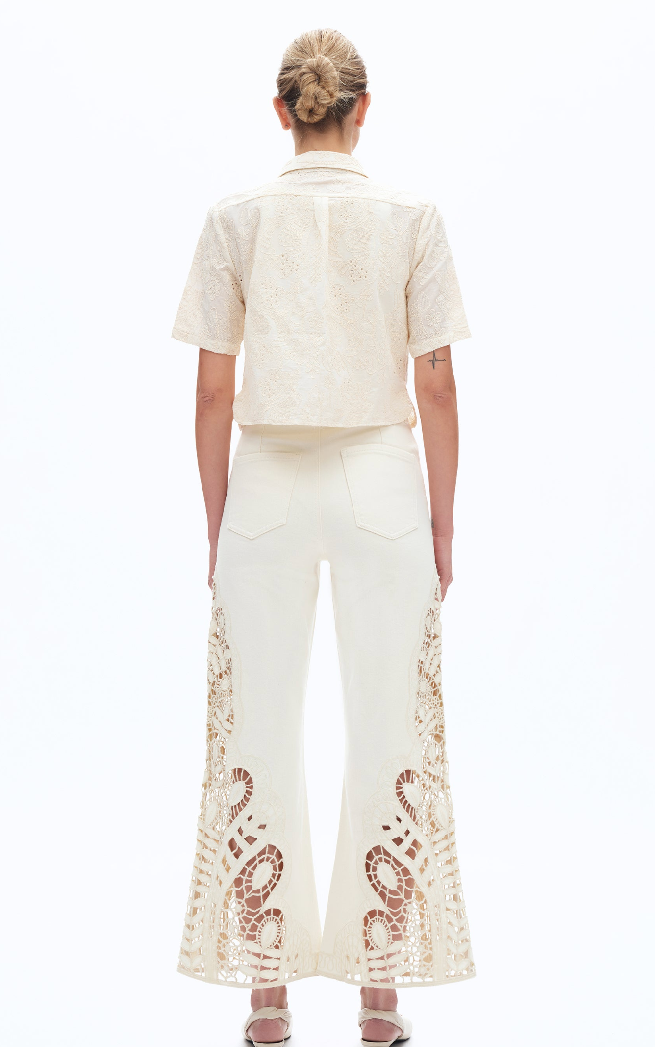 Bayeas Embroidered High Rise Wide Leg Pants