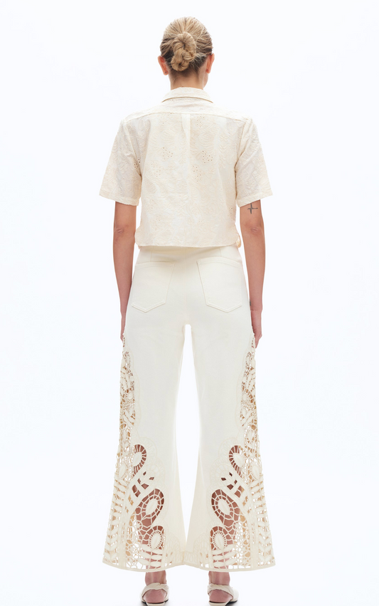 Bayeas Embroidered High Rise Wide Leg Pants