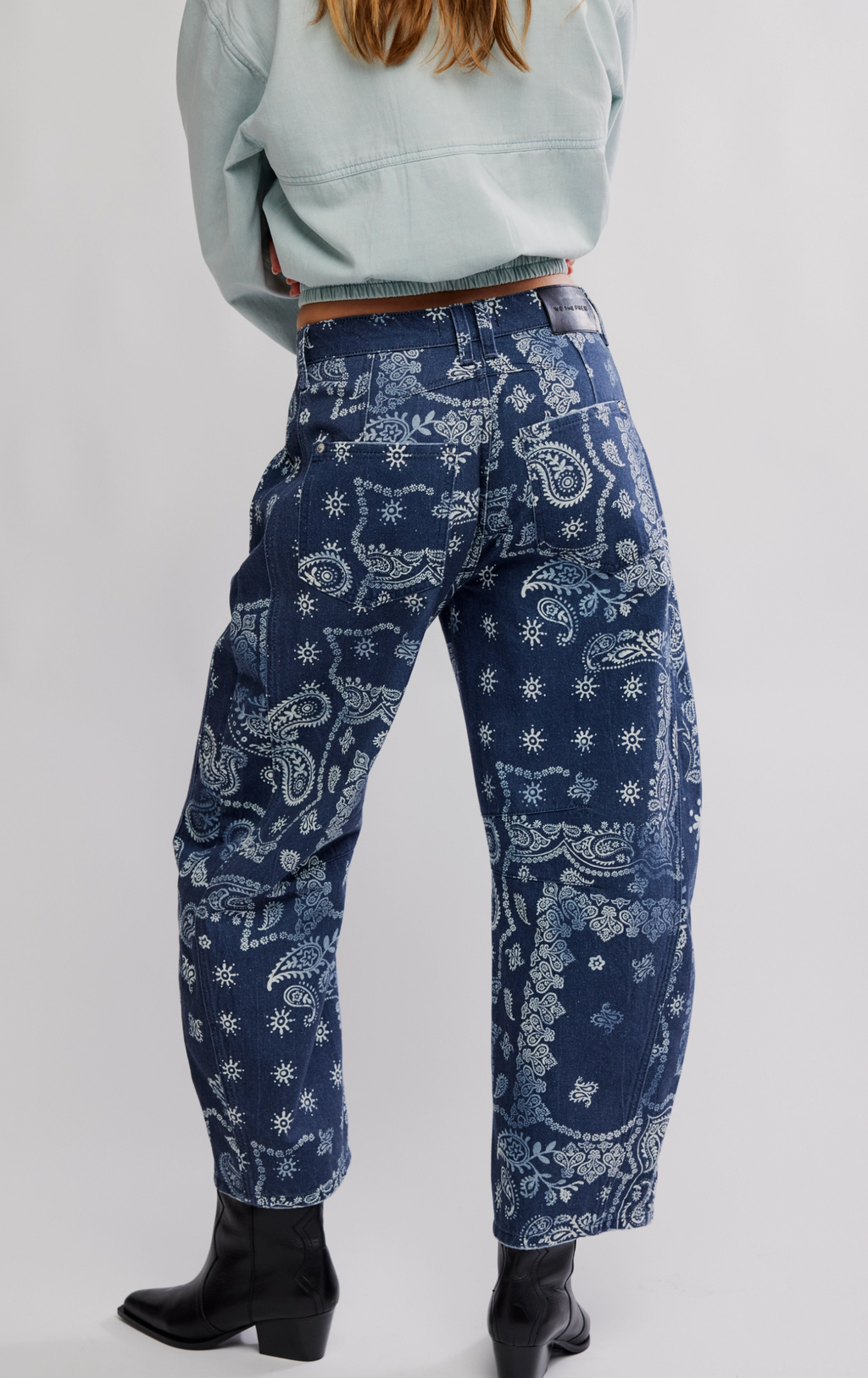 Free People Good Luck Printed Barrel Pants