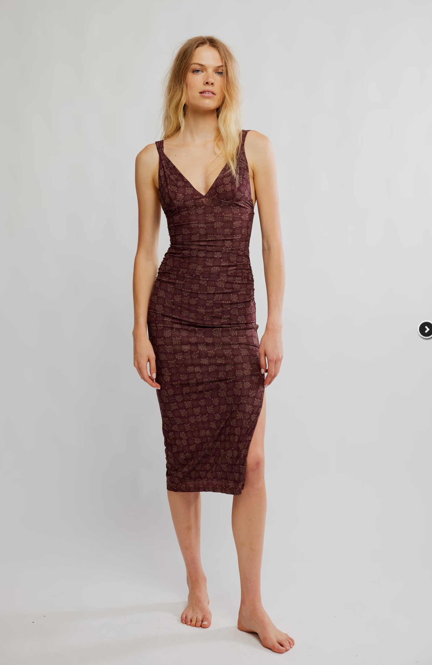 Free People Long Live Printed Mesh Midi Slip Dress