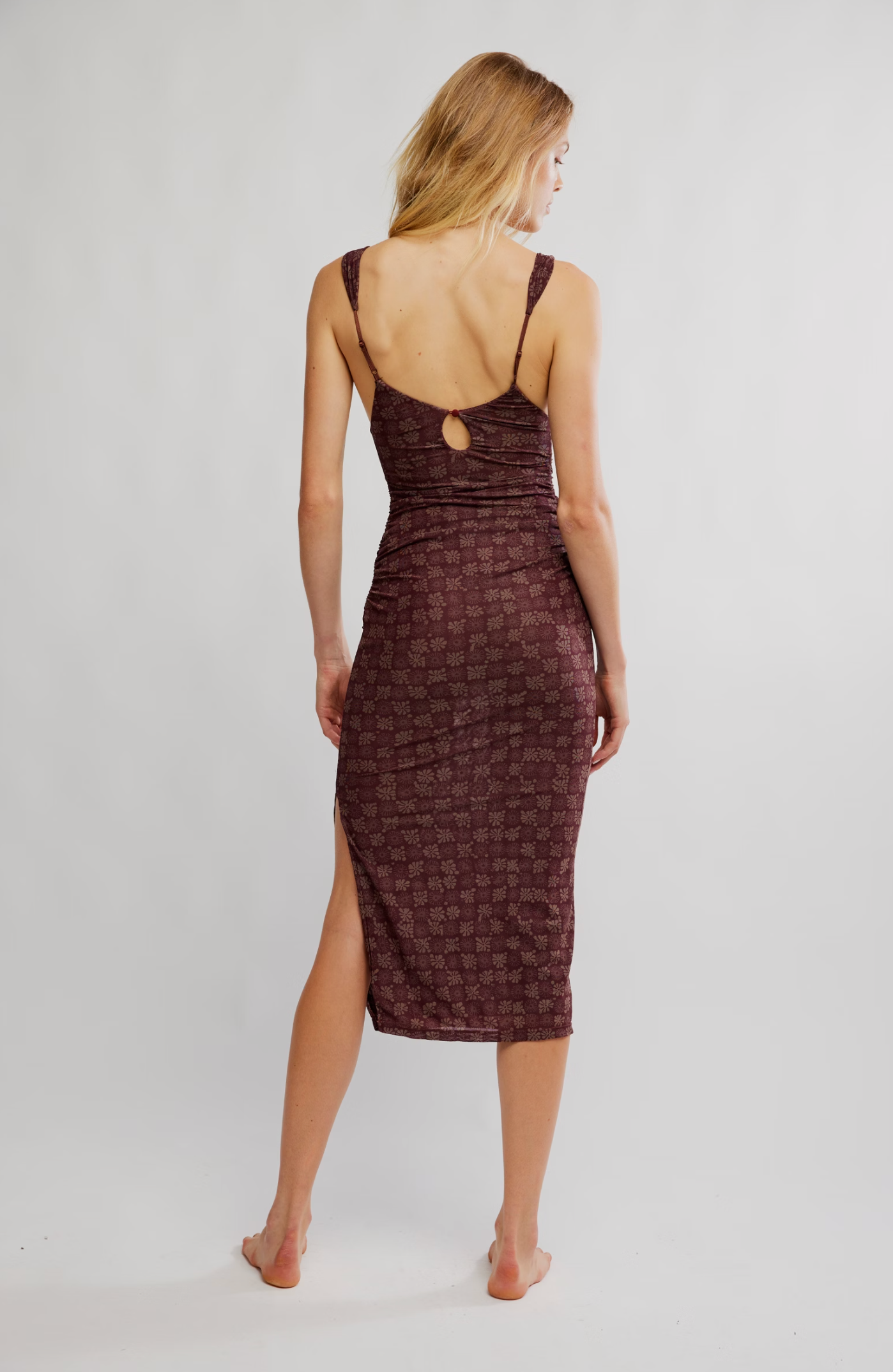 Free People Long Live Printed Mesh Midi Slip Dress