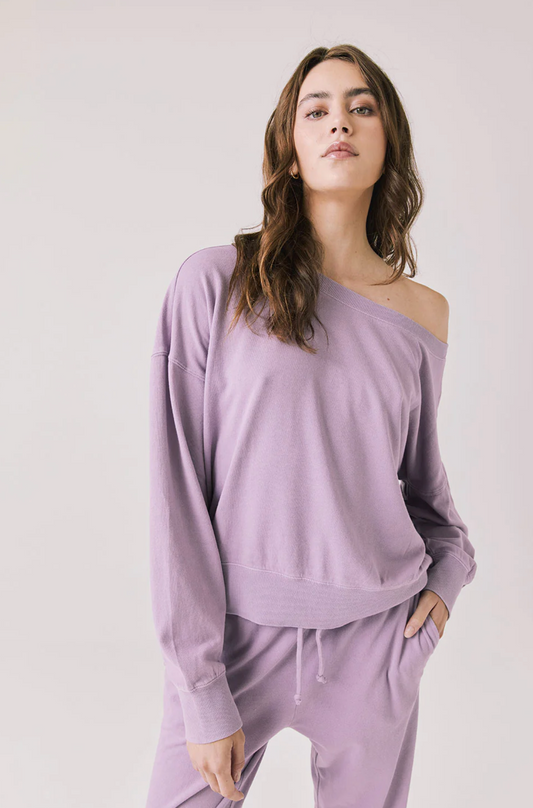 Chaser Bellini Amethyst Off Shoulder Pullover