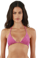 Malai Textured Sparkling Easy Pink Basal Triangle Bikini Top