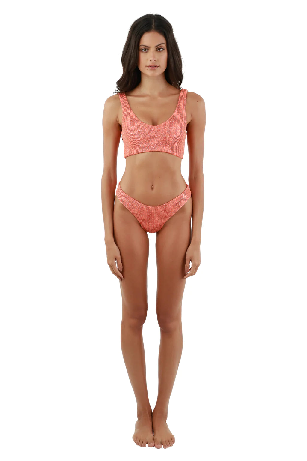 Malai Textured Sparkling Sunset Orange Jazz Top