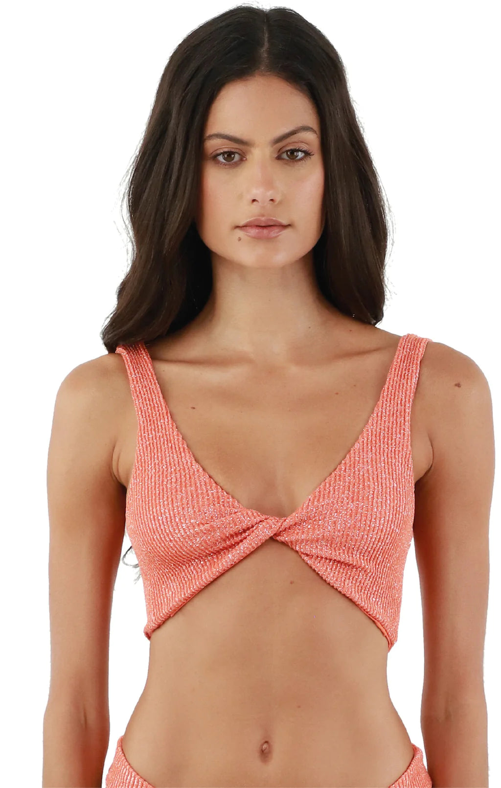 Malai Textured Sparkling Sunset Orange Jazz Top
