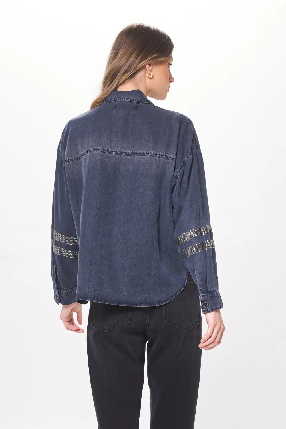 Vintage Havana Rhinestone Detail Button Up Shirt
