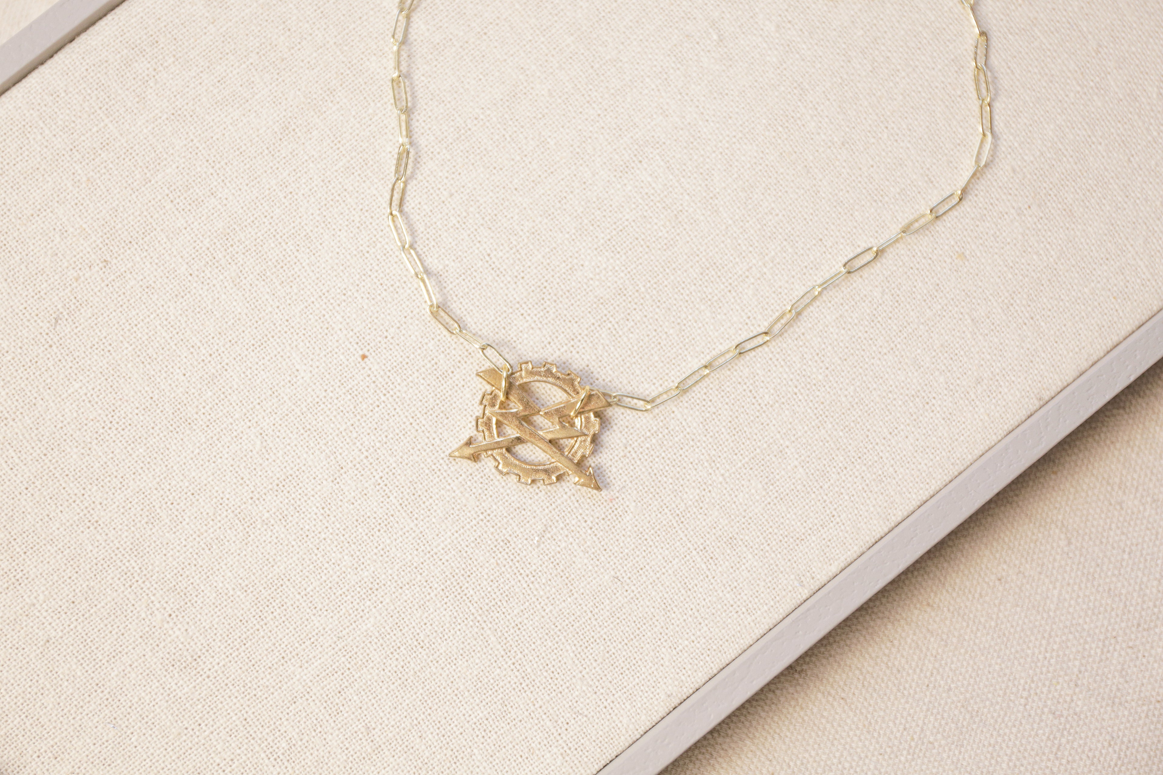 LS Upcycled Vintage Military Pin 18kt Gold Plated Necklace