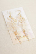 OOAK Vintage Lace and Rhinestone Cross Earrings