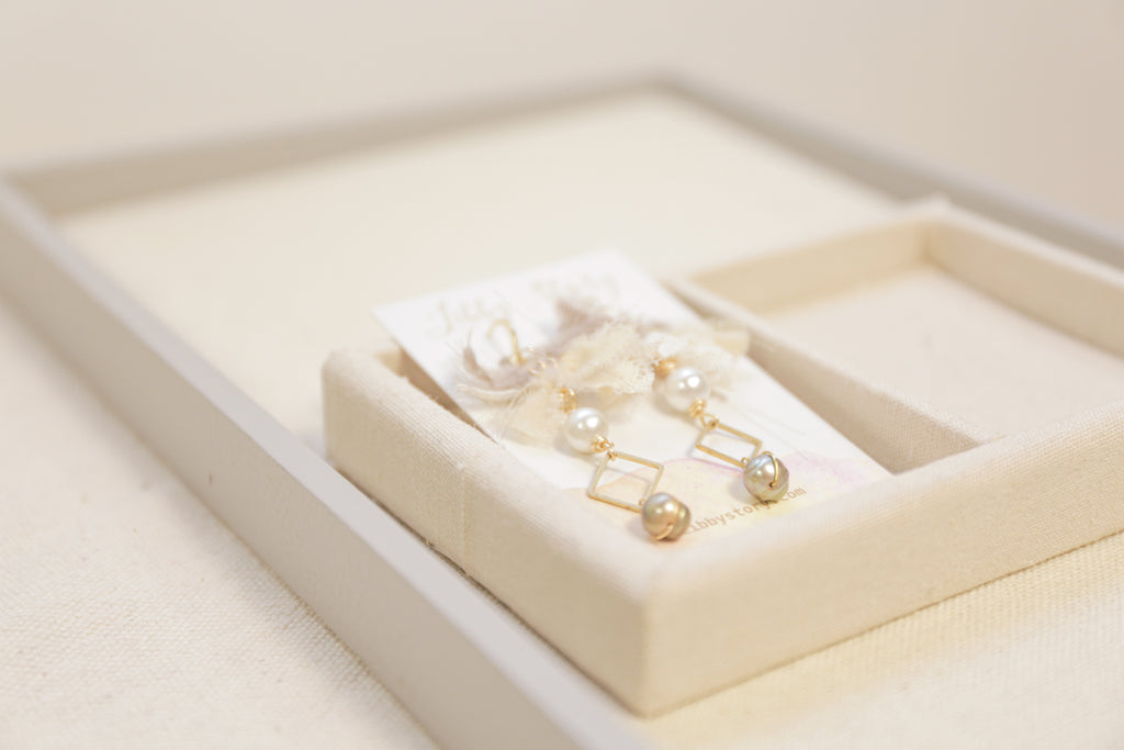 Handmade Bow and Freshwater Pearl Earrings
