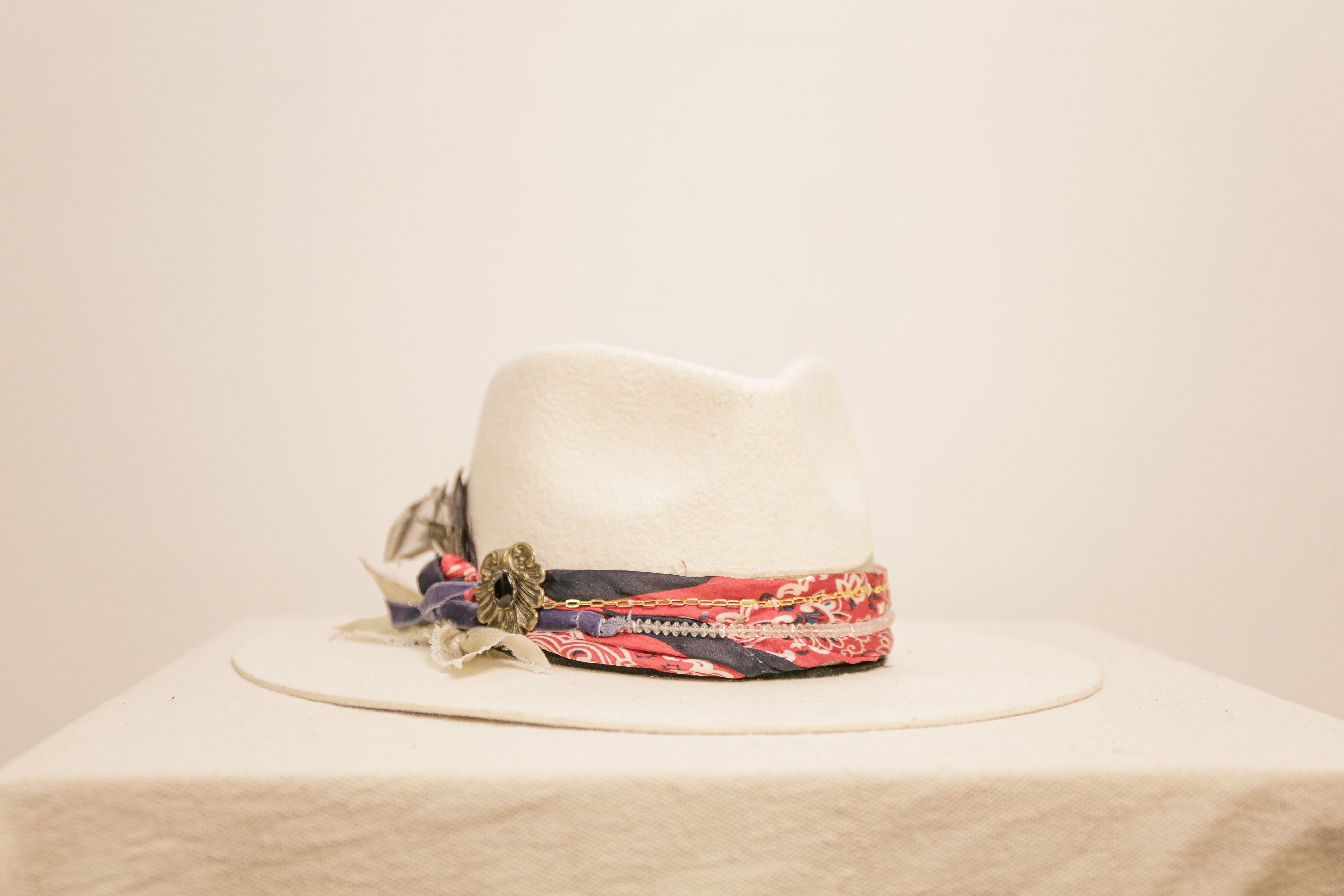 OOAK Scarf Clips and Feathers Hat