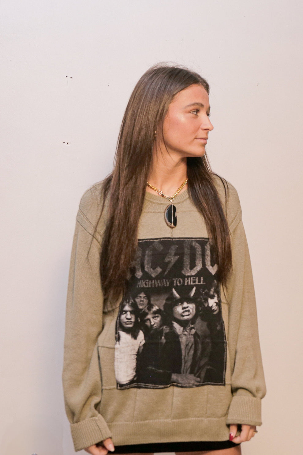 Cozy in AC/DC Sweater| One-of-a-Kind – Libby Story