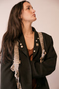 OOAK Blazer Embellished with Tweed Ribbon